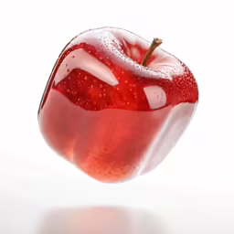 an apple with water droplets on it that is half - eaten