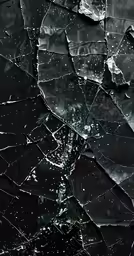 the shattered glass has little drops of water
