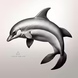 there is a graphic drawing of a dolphin jumping up