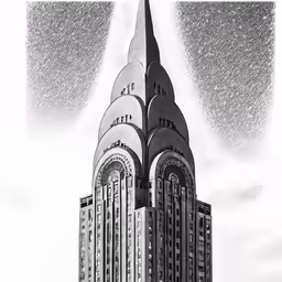 a building with several large towers and a sky background