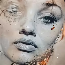 a woman with very strange hair, eyes, and makeup