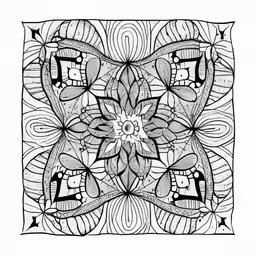 a decorative print with leaves in black and white