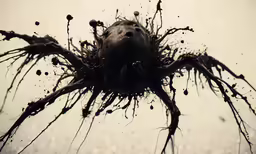 a strange creature with many heads and lots of blood