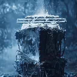 an icy and frozen building on the ground