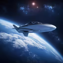 a computer model of a plane flying over the earth