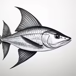 drawing of an exotic fish on a white background