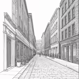 drawing the perspective of a street in paris