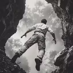 an image of a man falling off a cliff