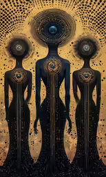 three women standing with their hands in their backs