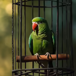 a green parrot is sitting on a perch