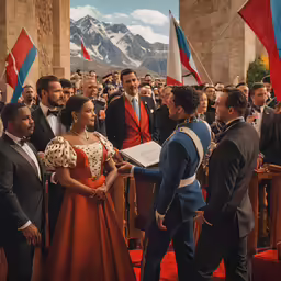there are people who are dressed in historical clothing