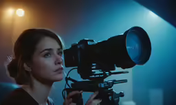 a woman that is sitting in front of a camera