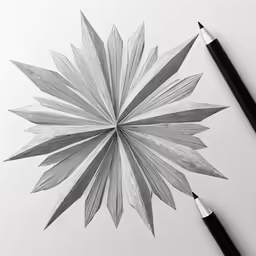 an ink drawing with pencils on paper and a pen