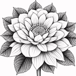 a dahl flower on white background in black and white