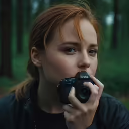 a woman taking a photograph with a camera