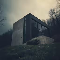 an outside view of a building on a cloudy day
