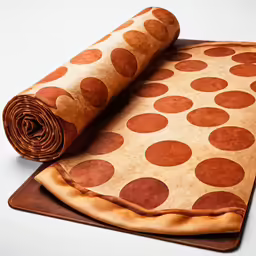 two rolled up pizza slices on top of each other