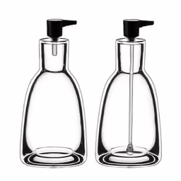 a pair of glass containers sitting next to each other