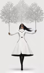 a woman is holding trees in her hands