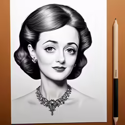 a drawing of a beautiful young lady with short hair