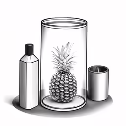 an image of pineapples and an empty bottle