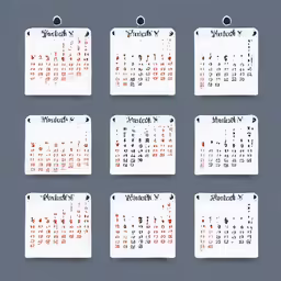 nine calendar stickers with the words march to december written on them