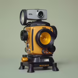 the camera is set up to be used by someone