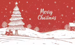 a christmas card with an illustration of a snowy day