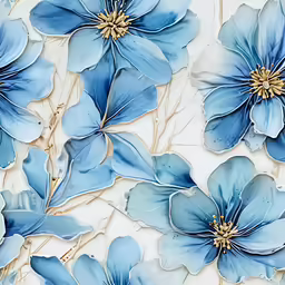 many blue flowers are next to each other