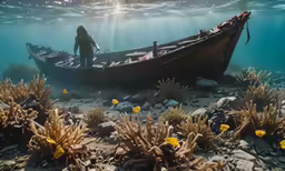 a man is sailing a boat on the ocean