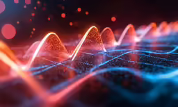 the image shows a wave made out of a digital object