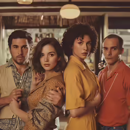 three people pose in front of the camera