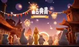 an animation scene with a number of animated animals