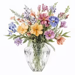 this is a glass vase full of colorful flowers