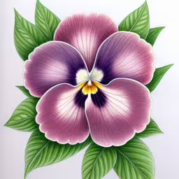 the painting is purple and green with a flower in the center,a painted picture of a large pink flower
