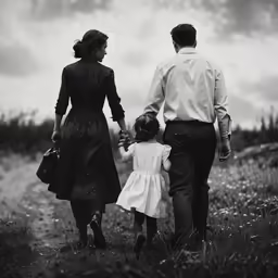 an old fashion photo with a small child and adult