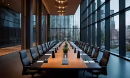 this long table has a plant and chair on it