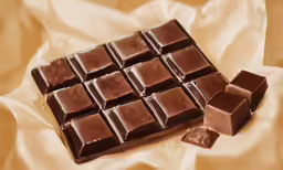 several chunks of chocolate sitting on top of some wax paper