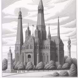 this drawing depicts the cathedrals as it is being constructed