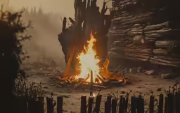 an image of a bonfire in the grass