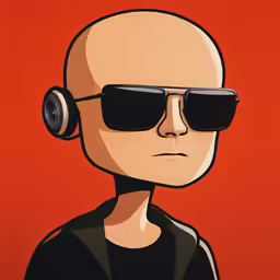 a drawing of a man with a pair of headphones on his ears