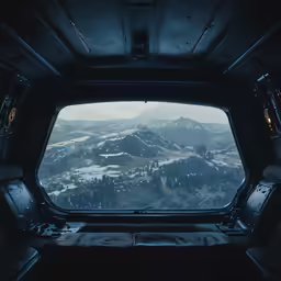 the view from inside an aircraft looking down