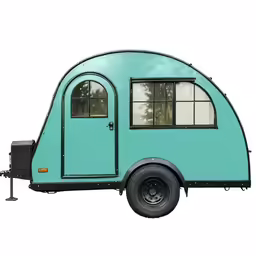 an oval trailer with wheels on the side
