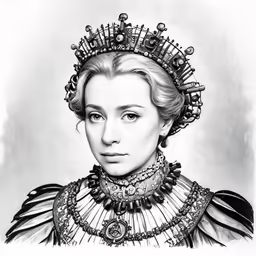 a drawing of a lady wearing a tiara