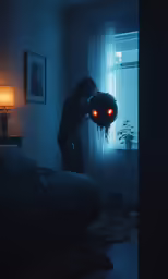a man reaching for something that is glowing red in the dark