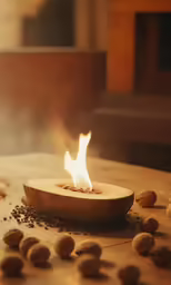 a wooden bowl with light coming out from it