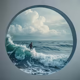 an image of a man surfing in the ocean