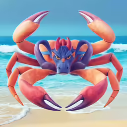 a crab on the beach with water behind it