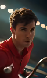 a man is wearing a polo shirt and a hat