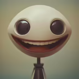 the robot looks happy with his big eyes